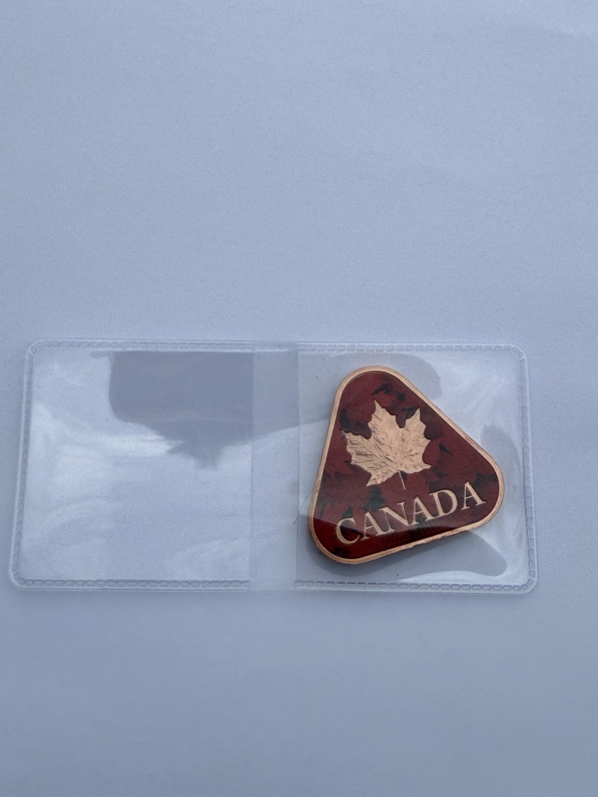 Colorized Maple Leaf 🍁 Canada .999 Fine Copper Reverse Proof Triangle ADVP 1 Oz