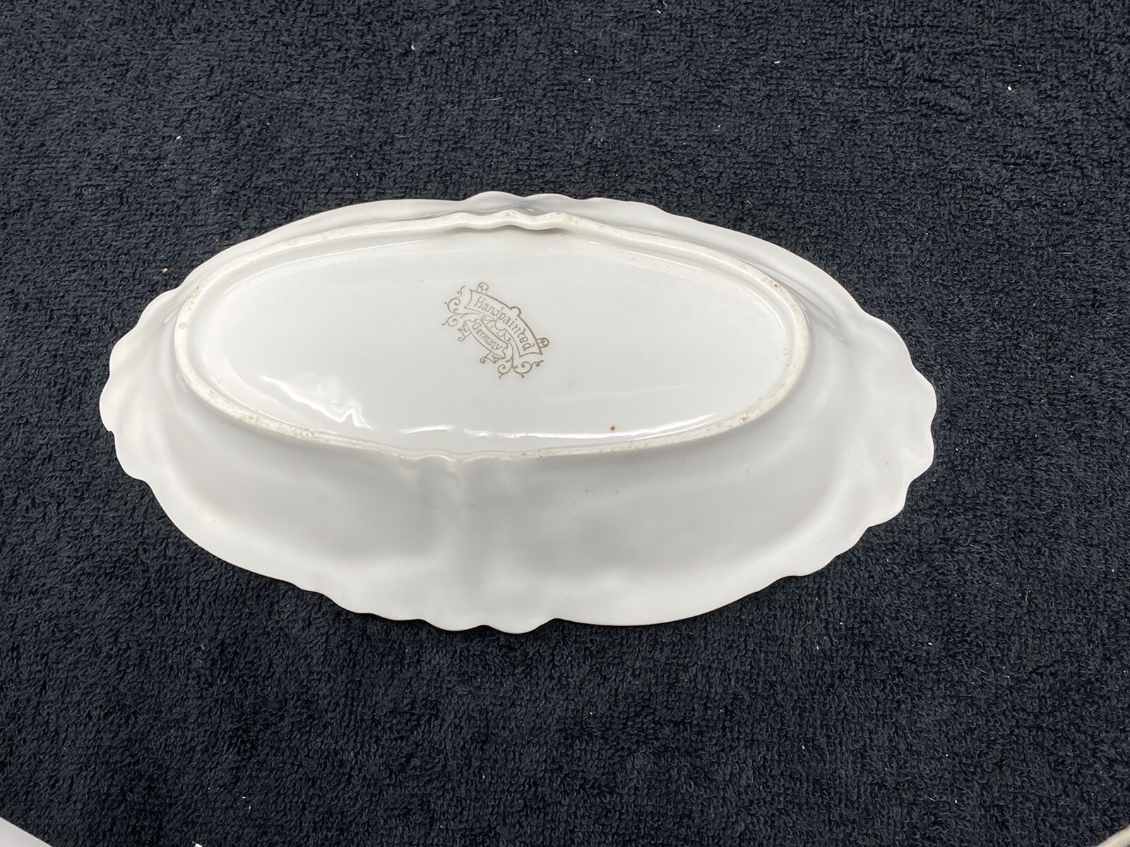 Hand Painted German Center Handle Floral Dish