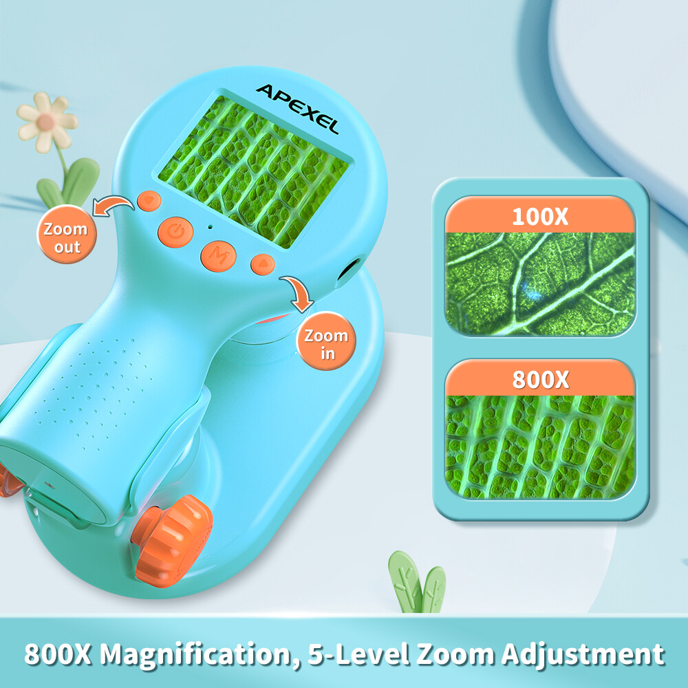 APEXEL 800X Children Digital Microscope With LCD Screen Zoom Microscopes for Kid