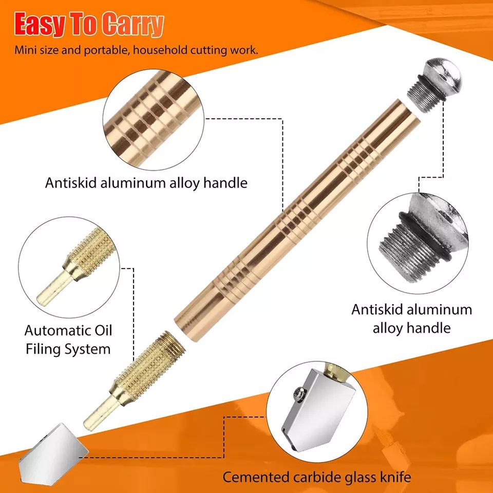 2Pcs Professional Diamond Tip Glass Cutter Steel Blade Precision Cutting Tools