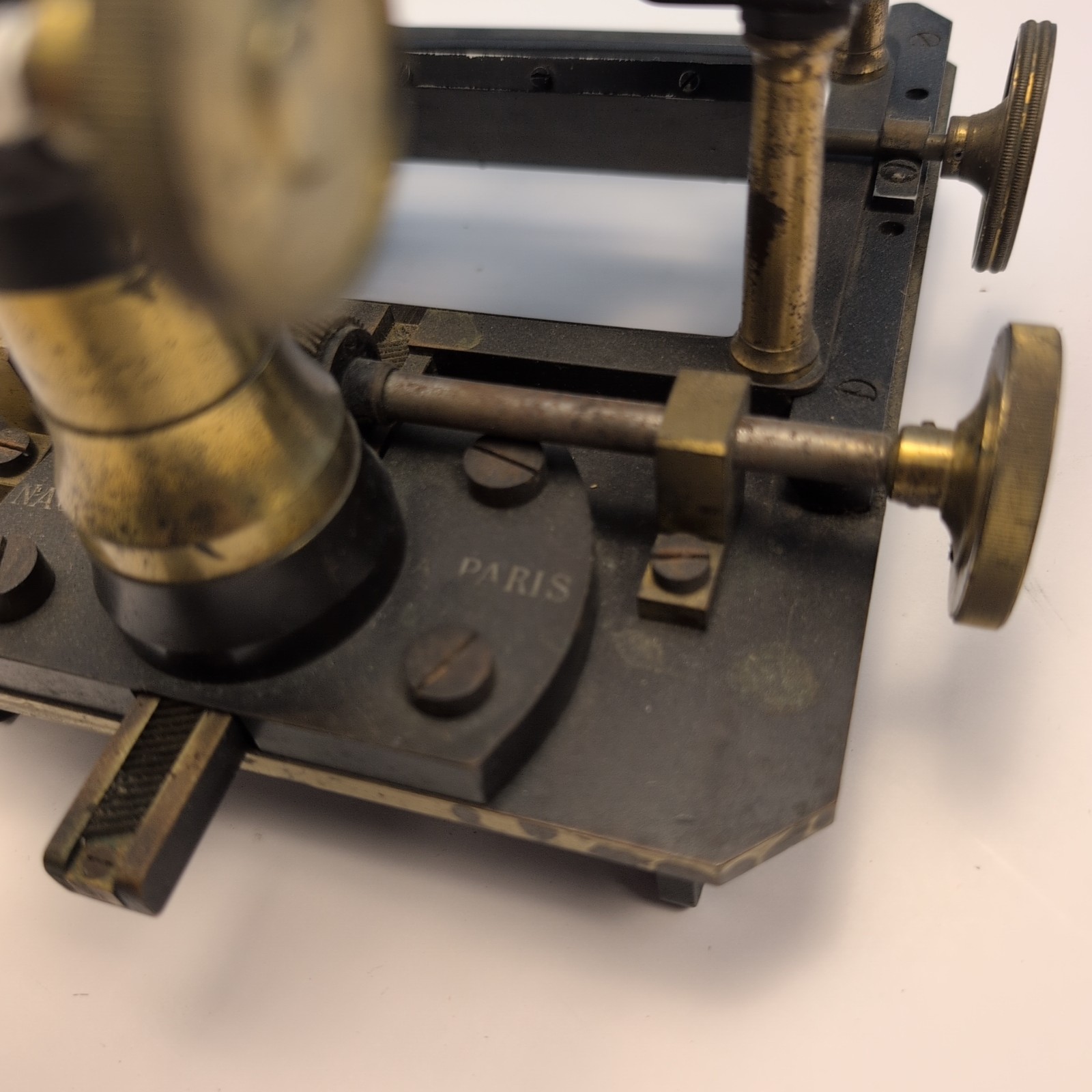 Antique Nachet Paris Large-Field Compound Microscope c1900 Mechanical Brass