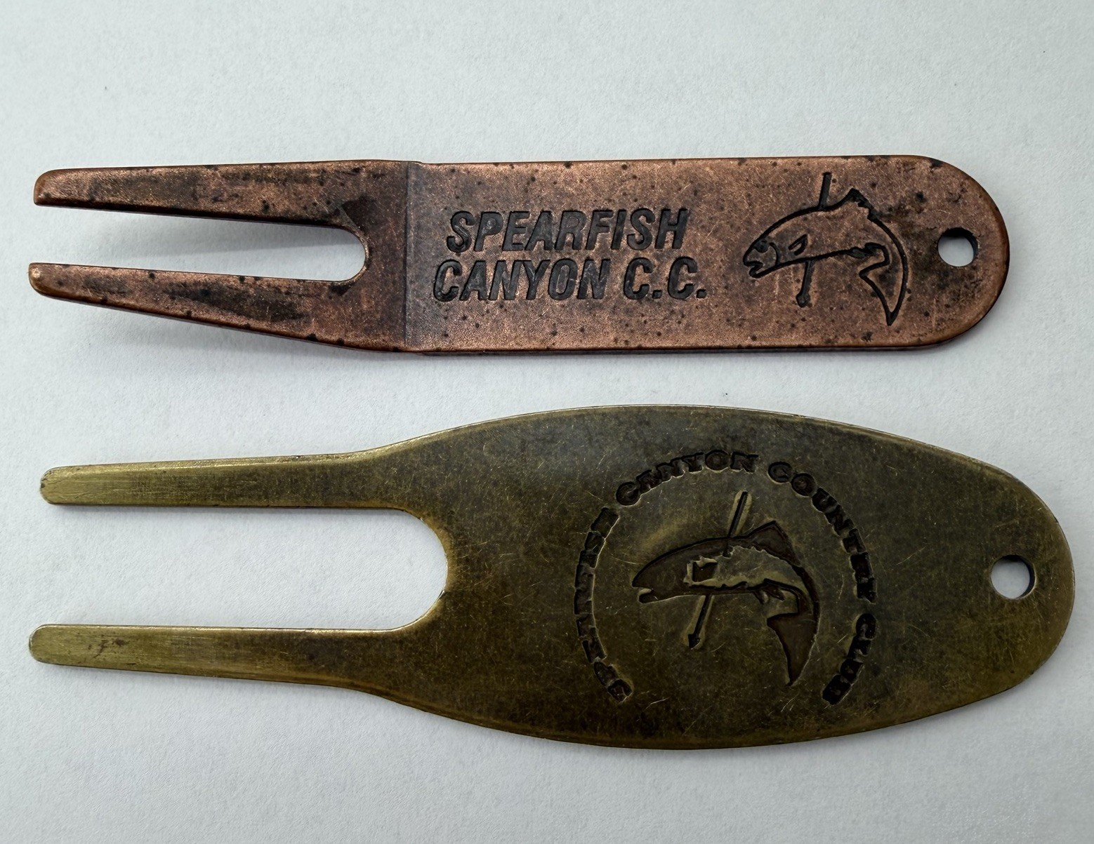 Spearfish Canyon Country Club Golf Divot Tool Set Copper Brass Trout SD Vintage