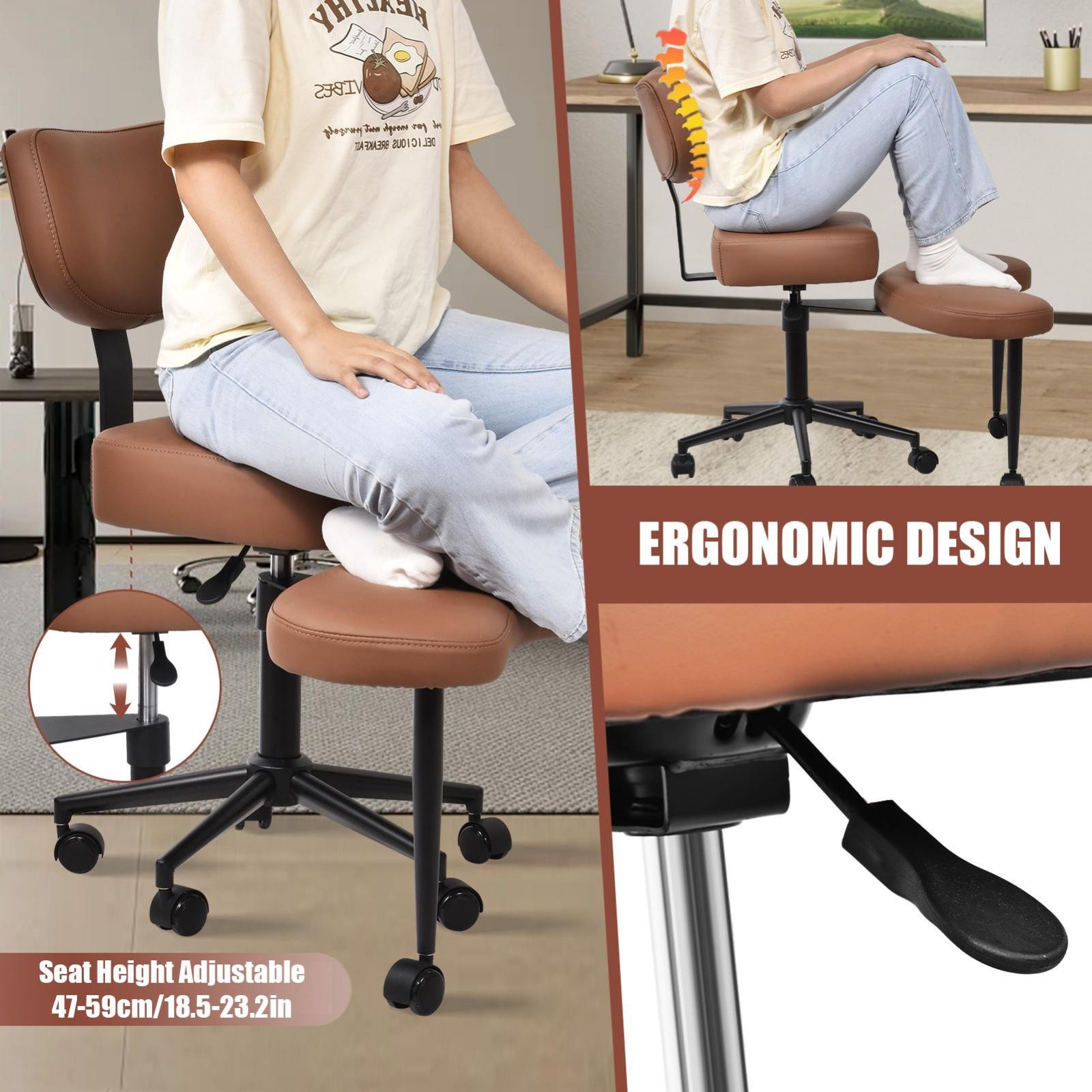 Ergonomic Cross Legged Chair, 360° Swivel Meditation Chair Height Adjustable Sea