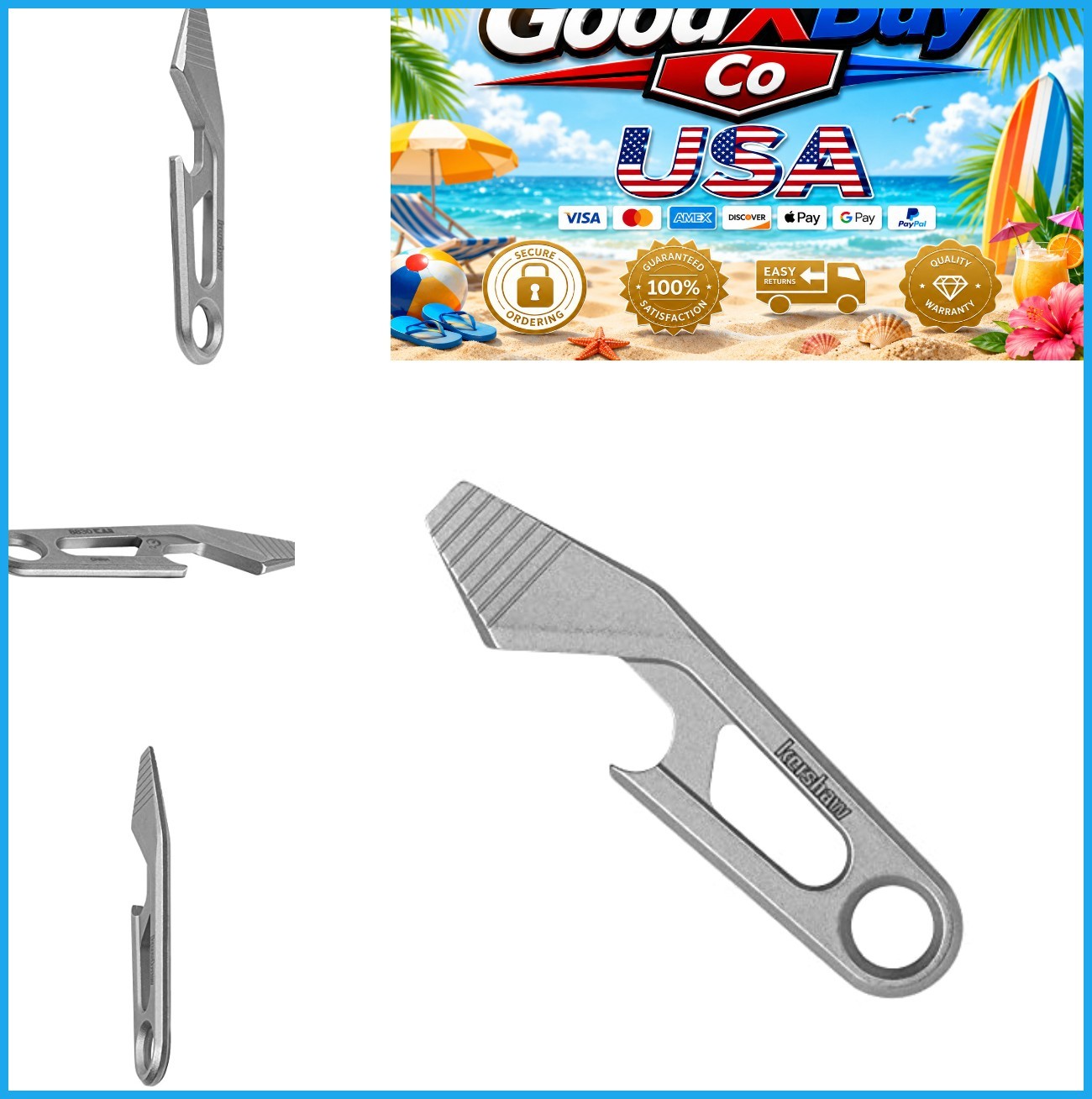 Recap Multi-Tool Stainless Steel Keychain EDC Bottle Opener Pry Bar Gray