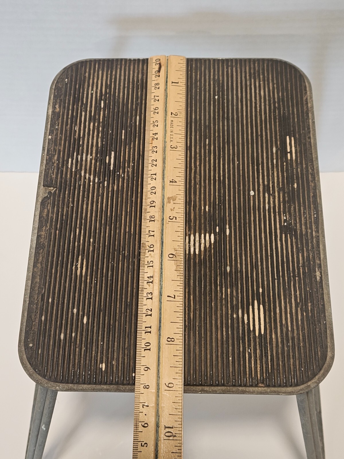 Vintage Steel and Rubber Industrial Kitchen Foot Stool