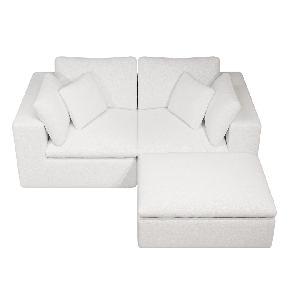 78.8x68.9" Modular Sectional Sofa w/ Plush Corduroy Fabric, 3PC, White