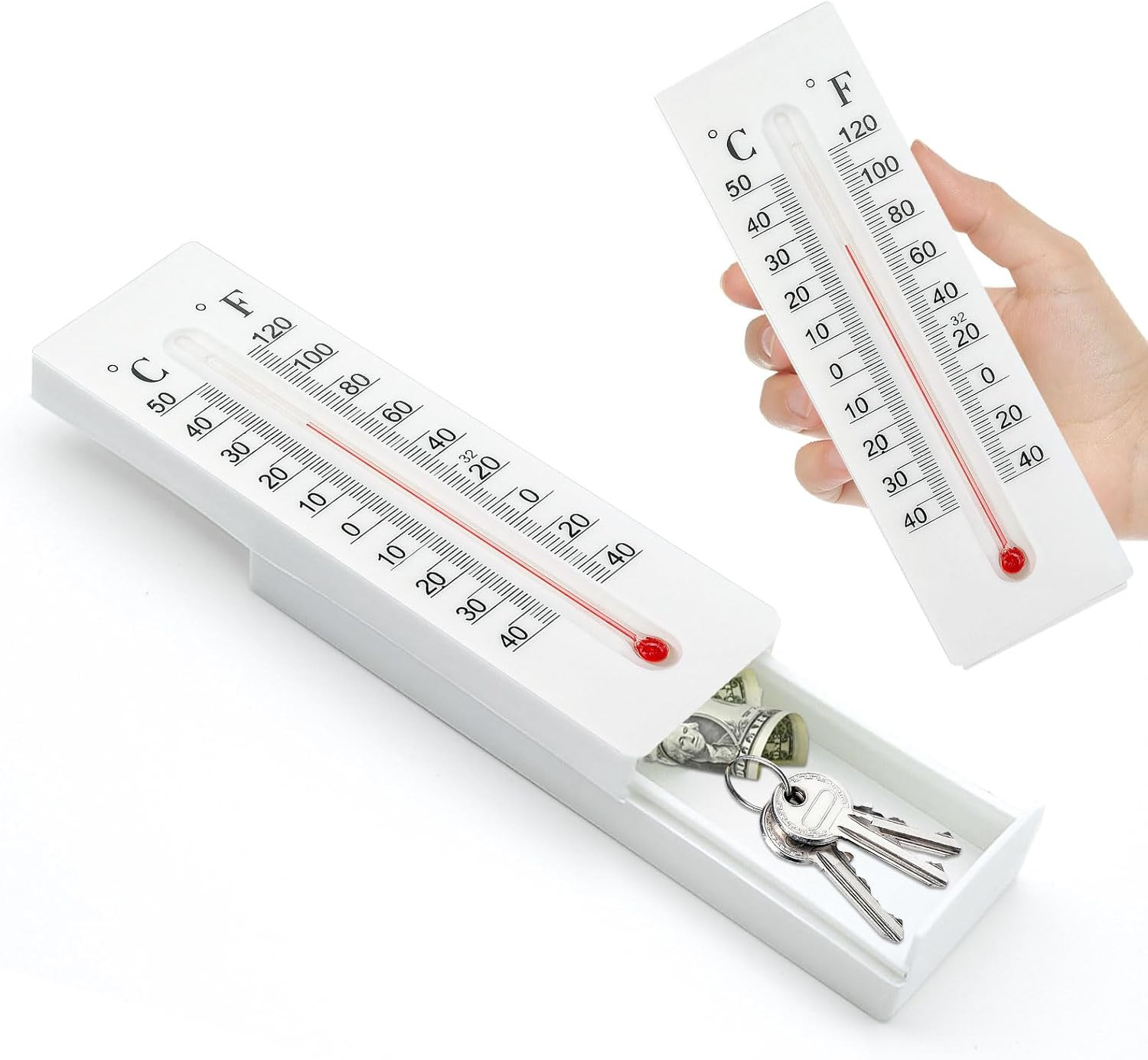 Key Cabinet Outdoor, Key Lock Box, Thermometer Decorative Hide a Keys Lockbox fo