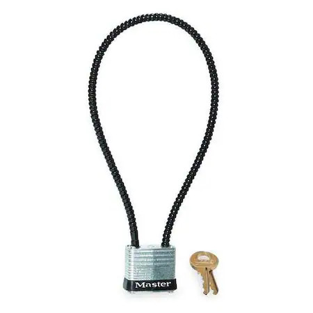 Master Lock 107Dpst Padlock, Keyed Different, Flexible Shackle, Square Steel