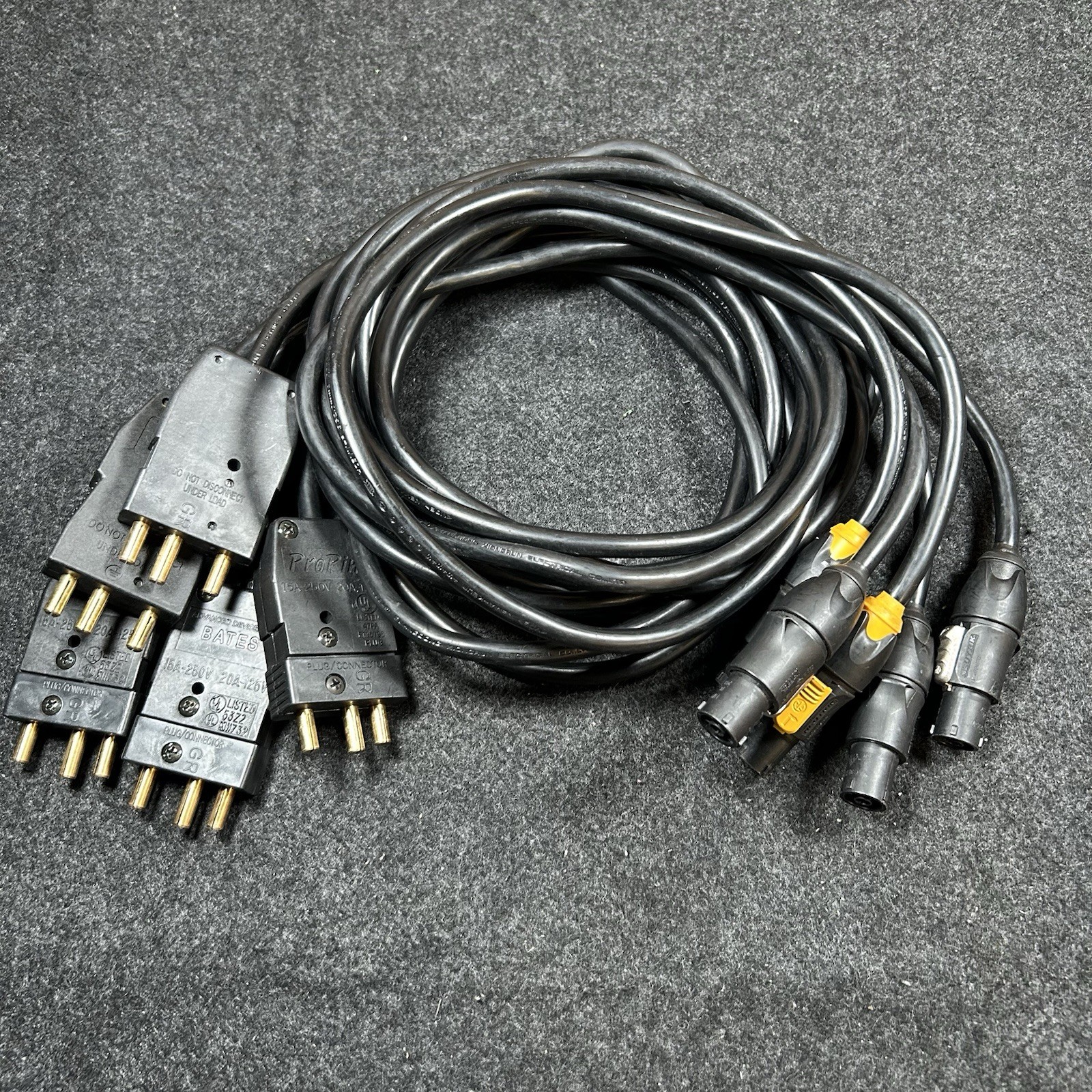 Stage Pin Male to Powercon True1 Female Adapter 6ft Cable Lot Of 5 Stagepin