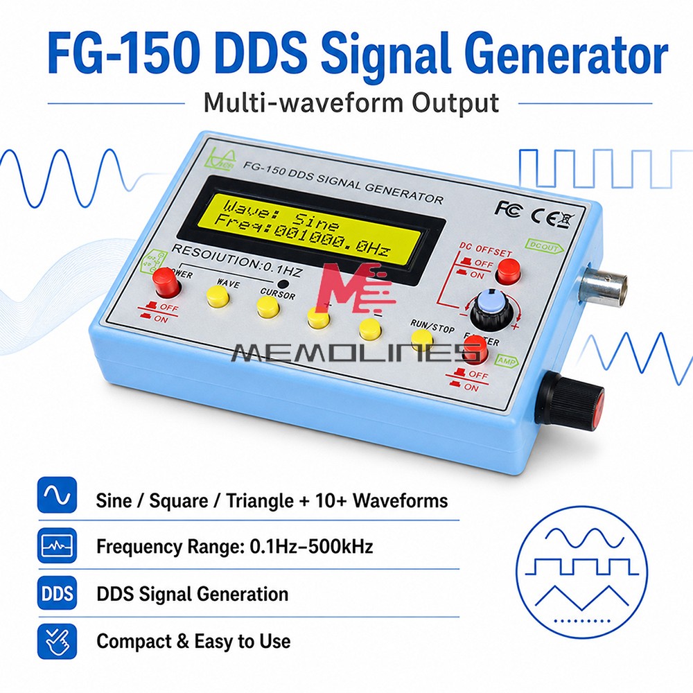 FG-150 DDS High-Precision Frequency Signal Generator with 15 Adjustable Waveform