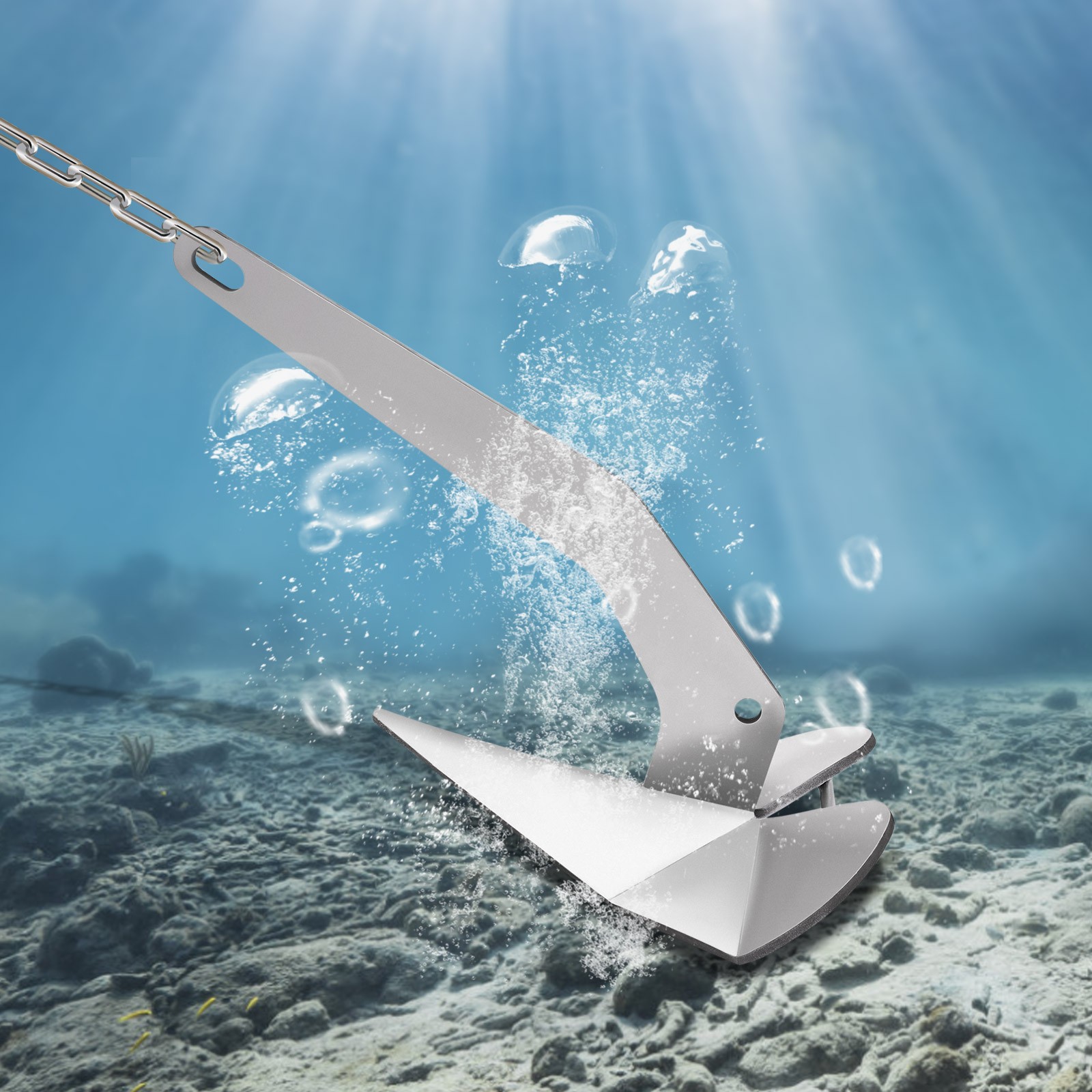 Delta Boat Anchor 22 lb 10 kg 316 Stainless Steel Fixed Boats from 28-42ft