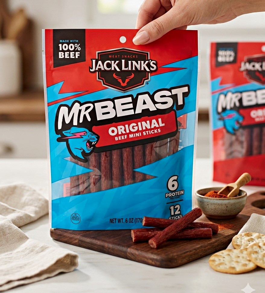 Jack Link's MrBeast Original Beef Mini Sticks, Original, 12 Pack, 6 oz