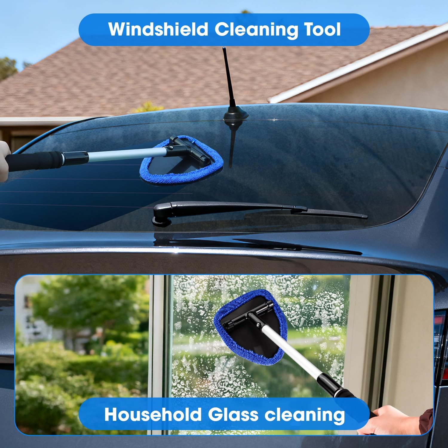 vioview Windshield Cleaner Tool, Car Interior Cleaning Kit with 1 pack, Blue