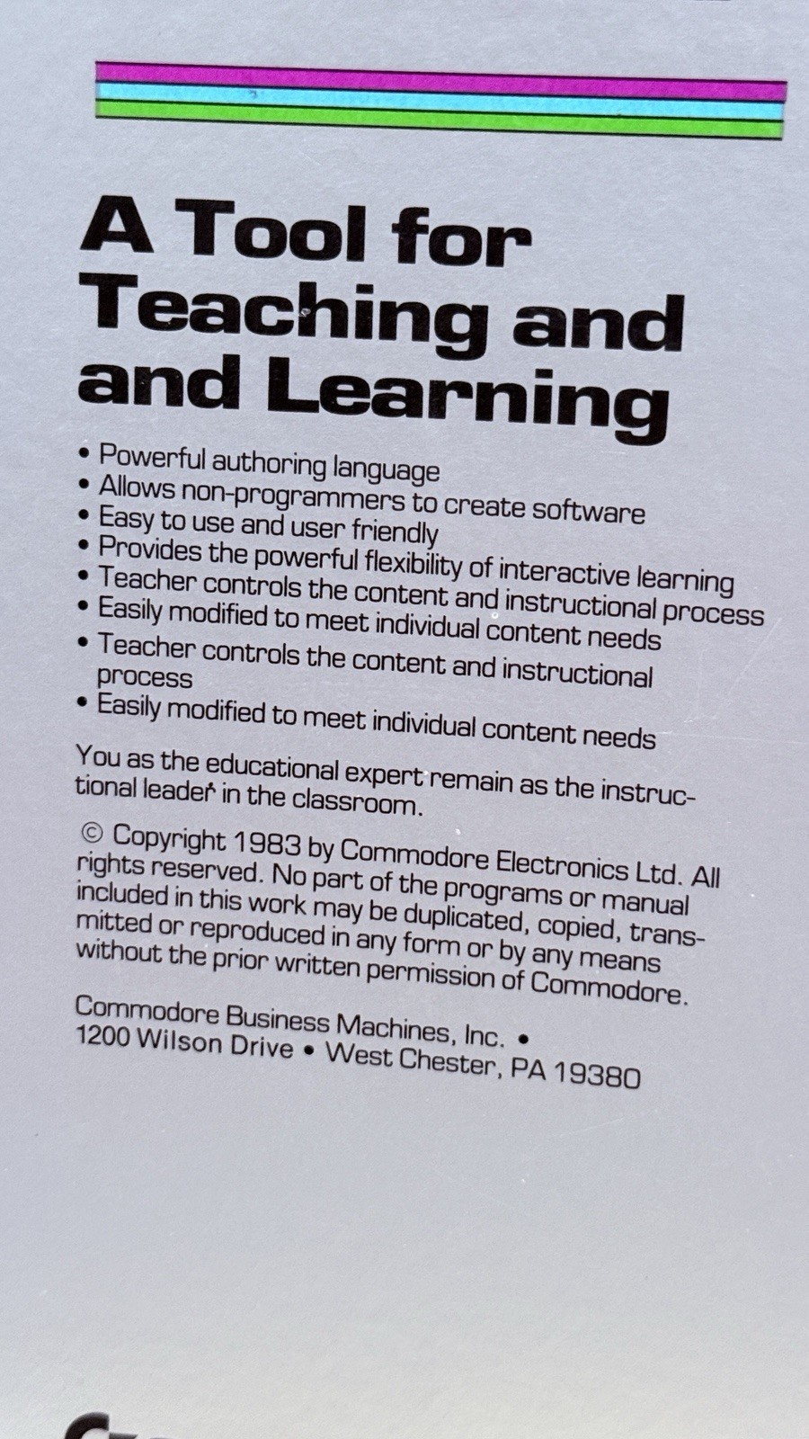PILOT Commodore 64 Tool For Teaching Learning CIB 5.25 Floppy Disk