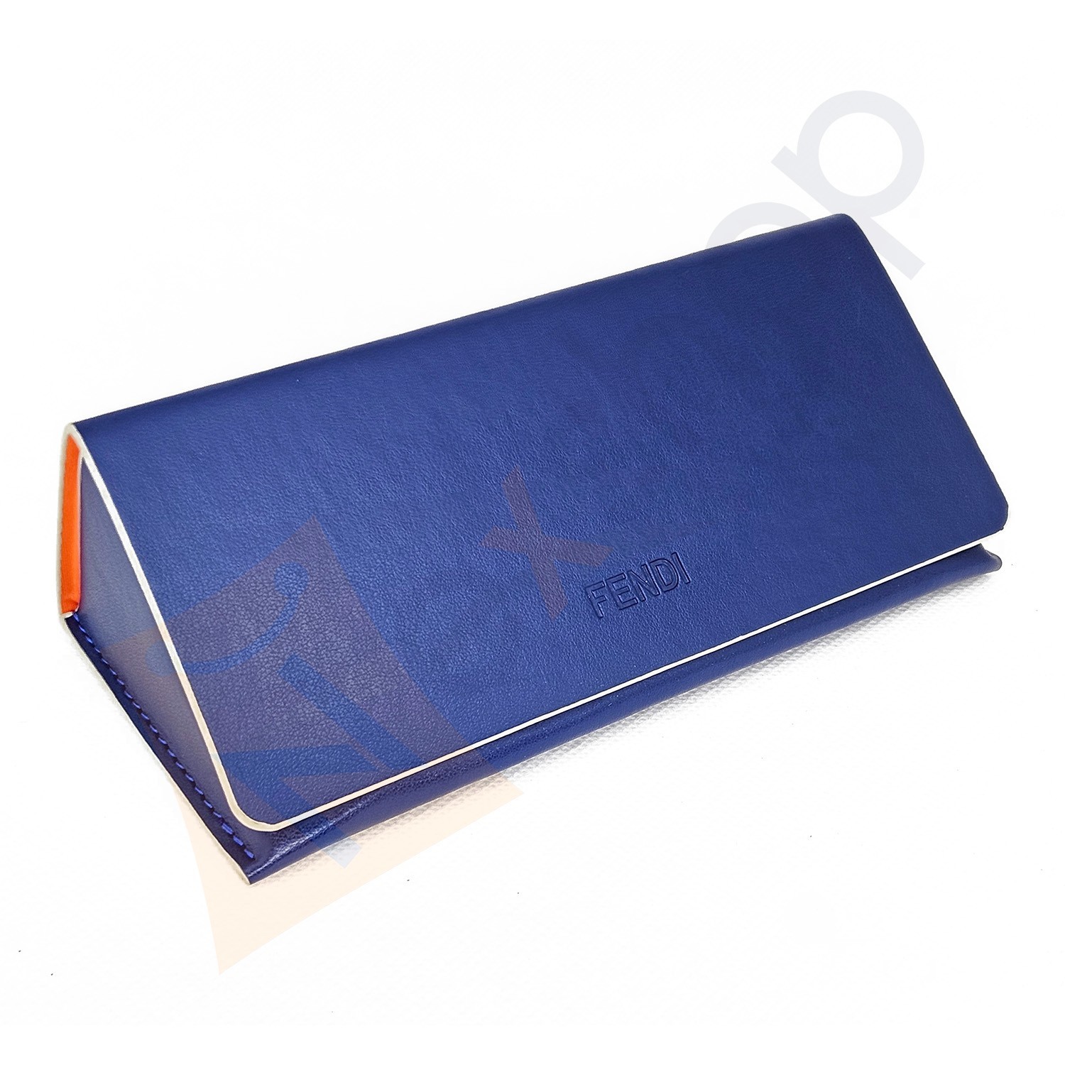 Fendi Sunglasses Eyeglasses Medium Hard Leather Case w/ Cleaning Cloth - Blue