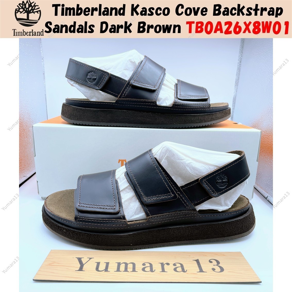 Timberland Kasco Cove Backstrap Sandals Dark Brown TB0A26X8W01 Men's Size