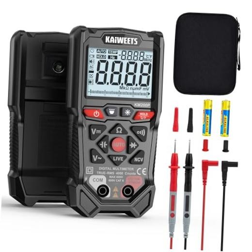 KM200P Digital Multimeter, All Button Operation, TRMS Auto Ranging, 4000