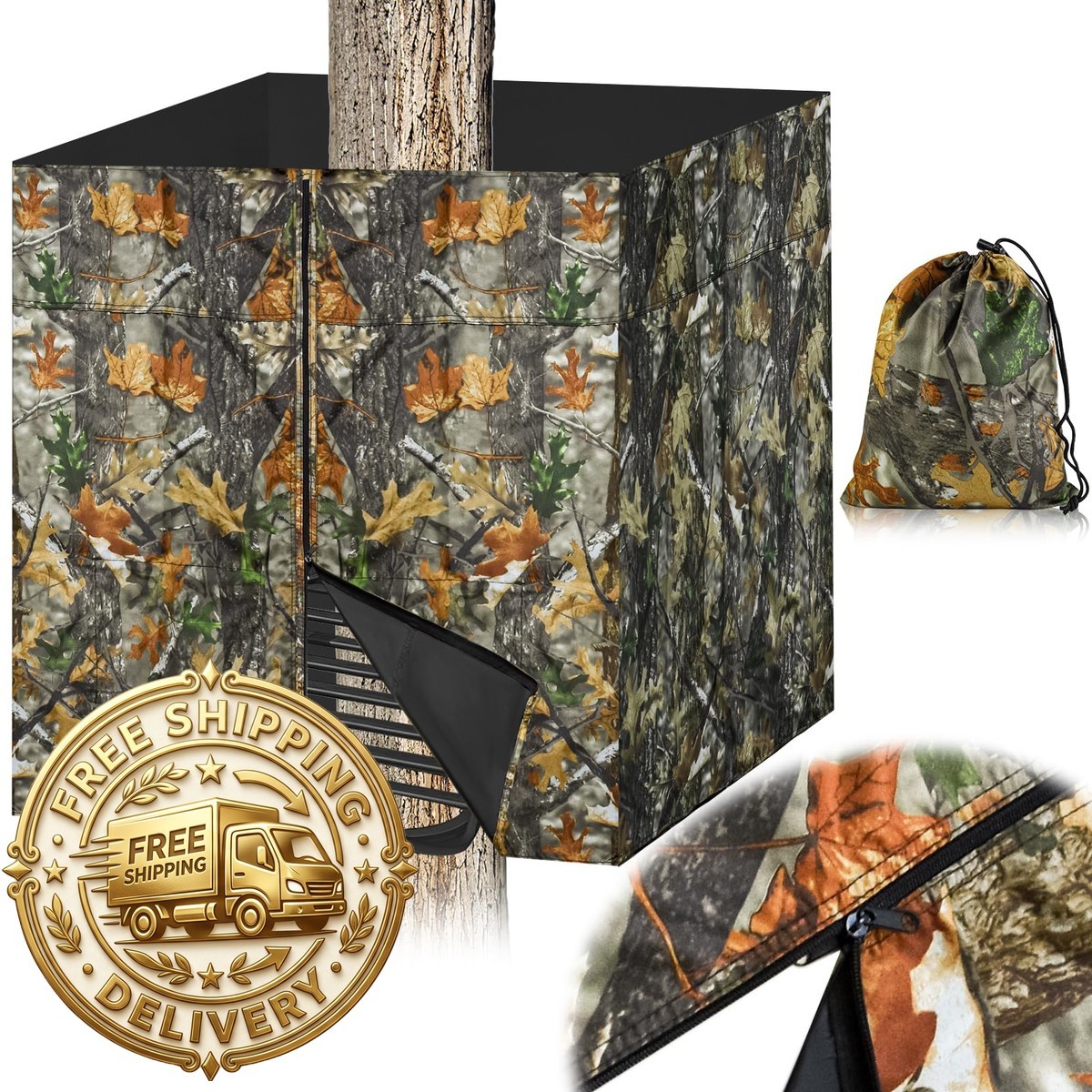 Emsiok See Through 142/102X35 Hunting Tree Stand Blinds Kit Four/Three-Sided