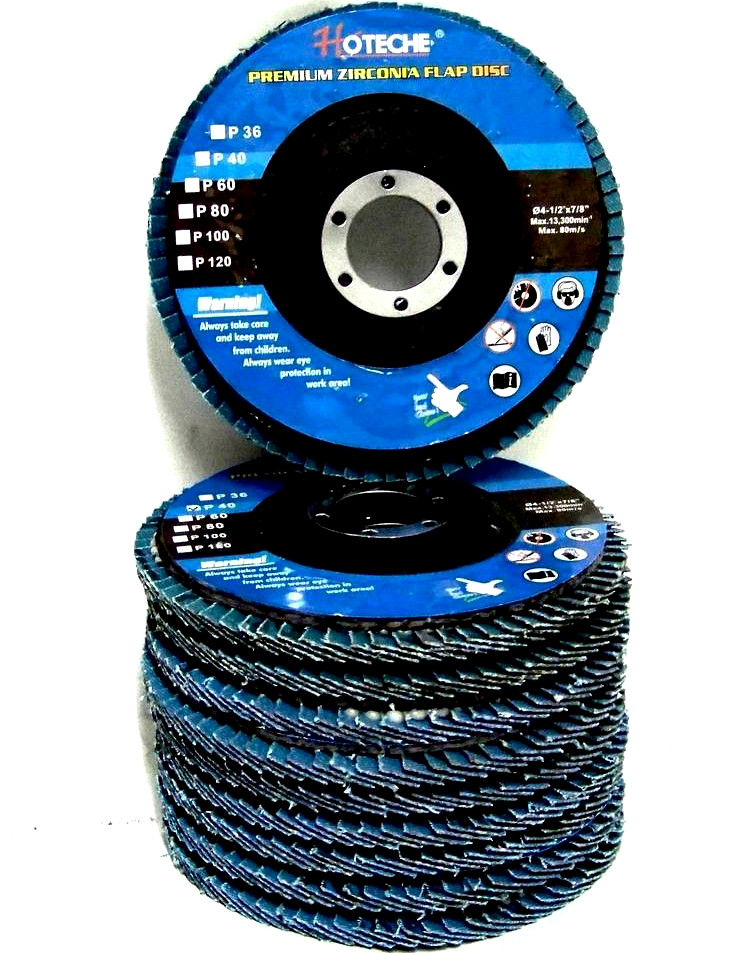 10PC  4-1/2"x7/8" 100 Grit Blue Zirconia Flap Disc Angle Grinder Sanding Wheels