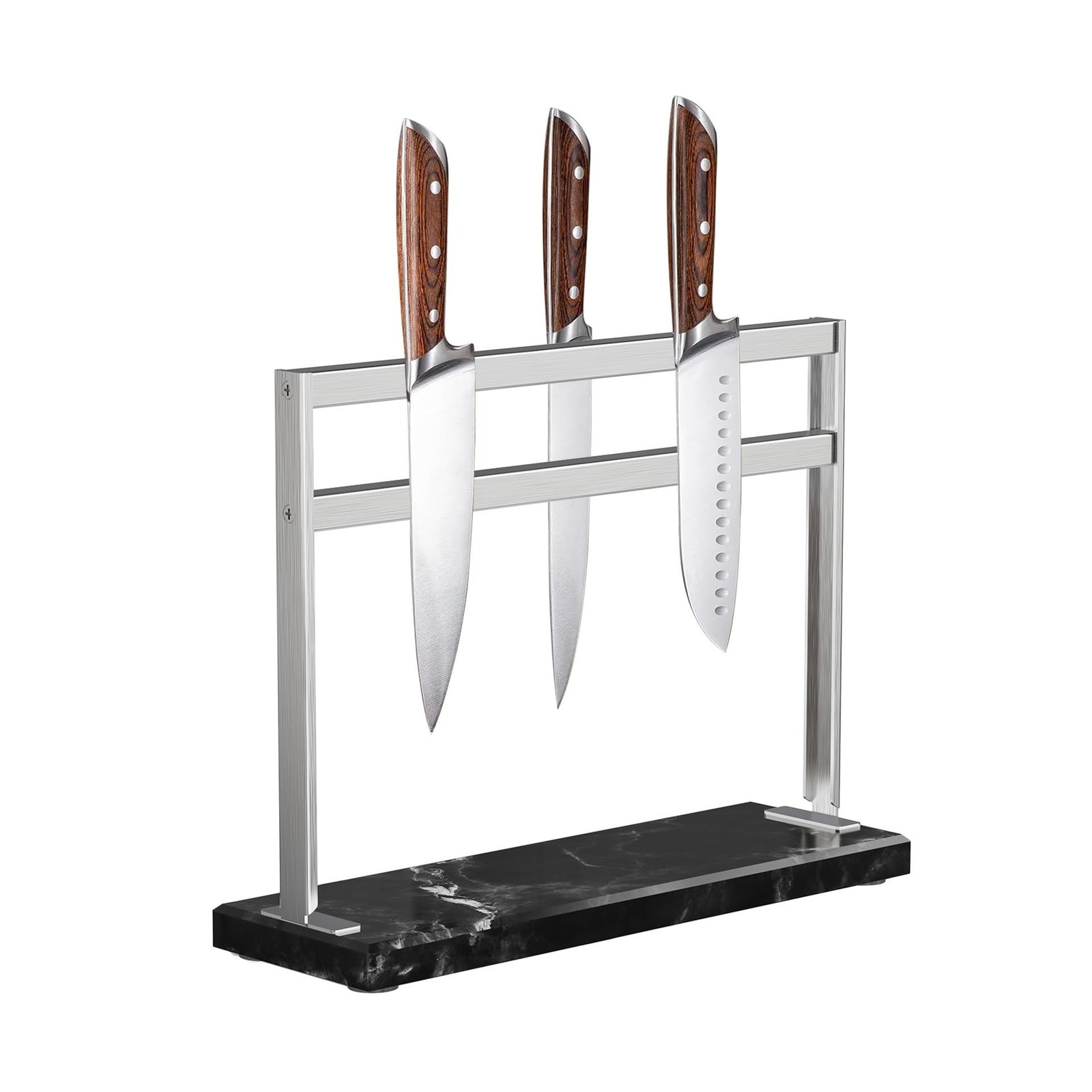 YIIYIIN Magnetic Knife Block with Marble Base - Double Sided Magnetic Knife S...