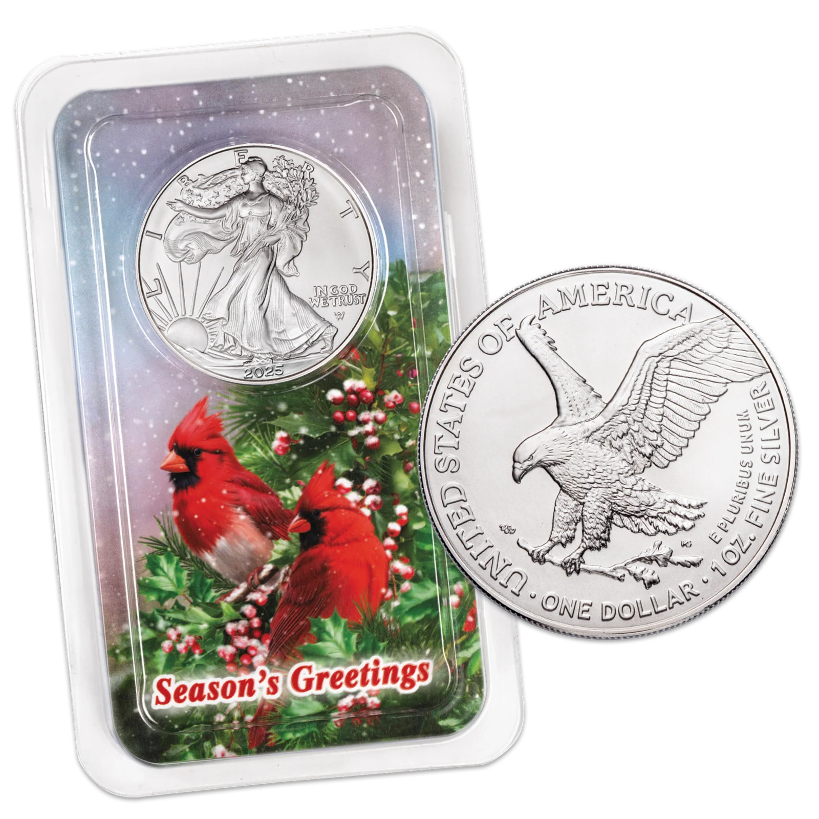 2025 American Silver Eagle in Season's Greetings Showpak