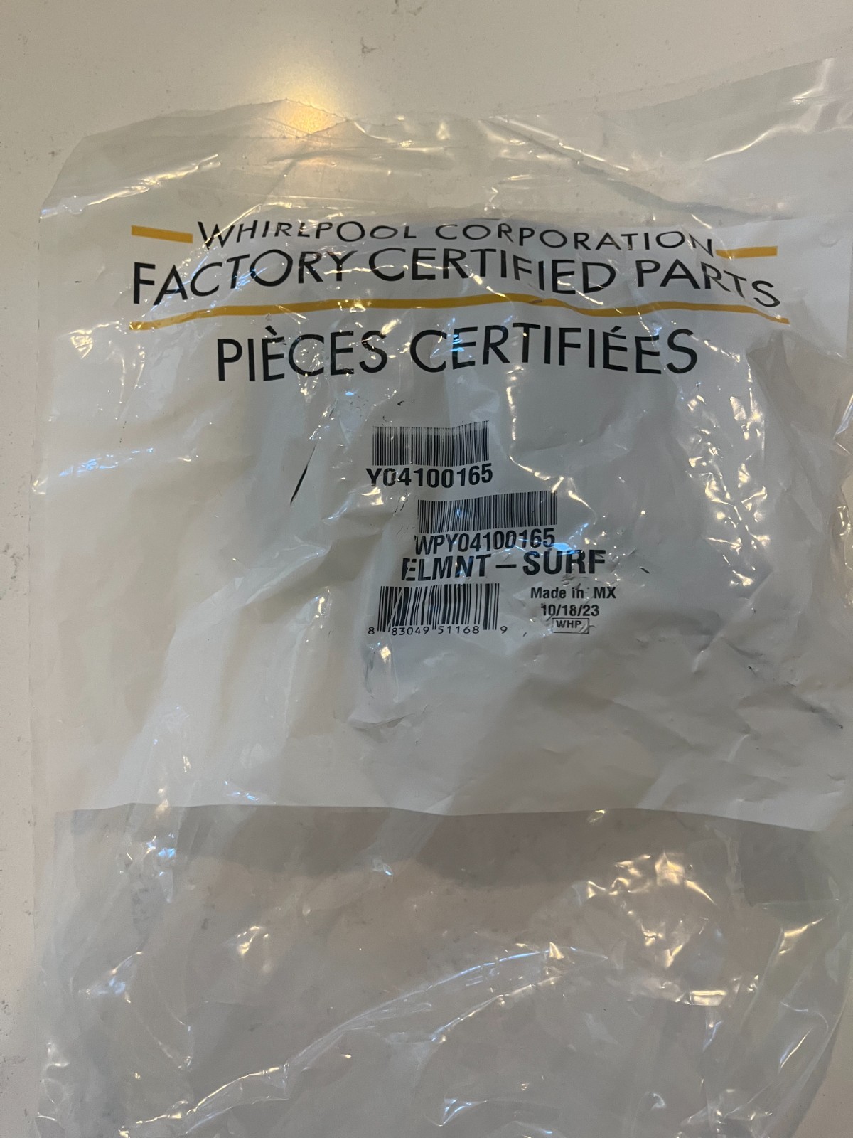 Y04100165 Whirlpool  6''  Range SURFACE Element Unit