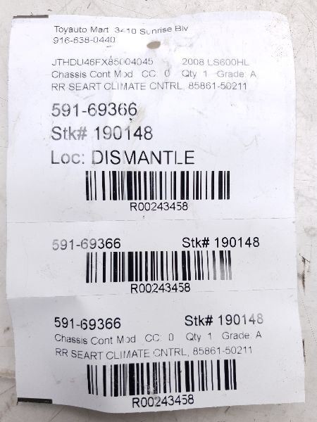 2008 LEXUS LS600HL REAR SEAT CLIMATE CONTROL MODULE ECM ASSEMBLY