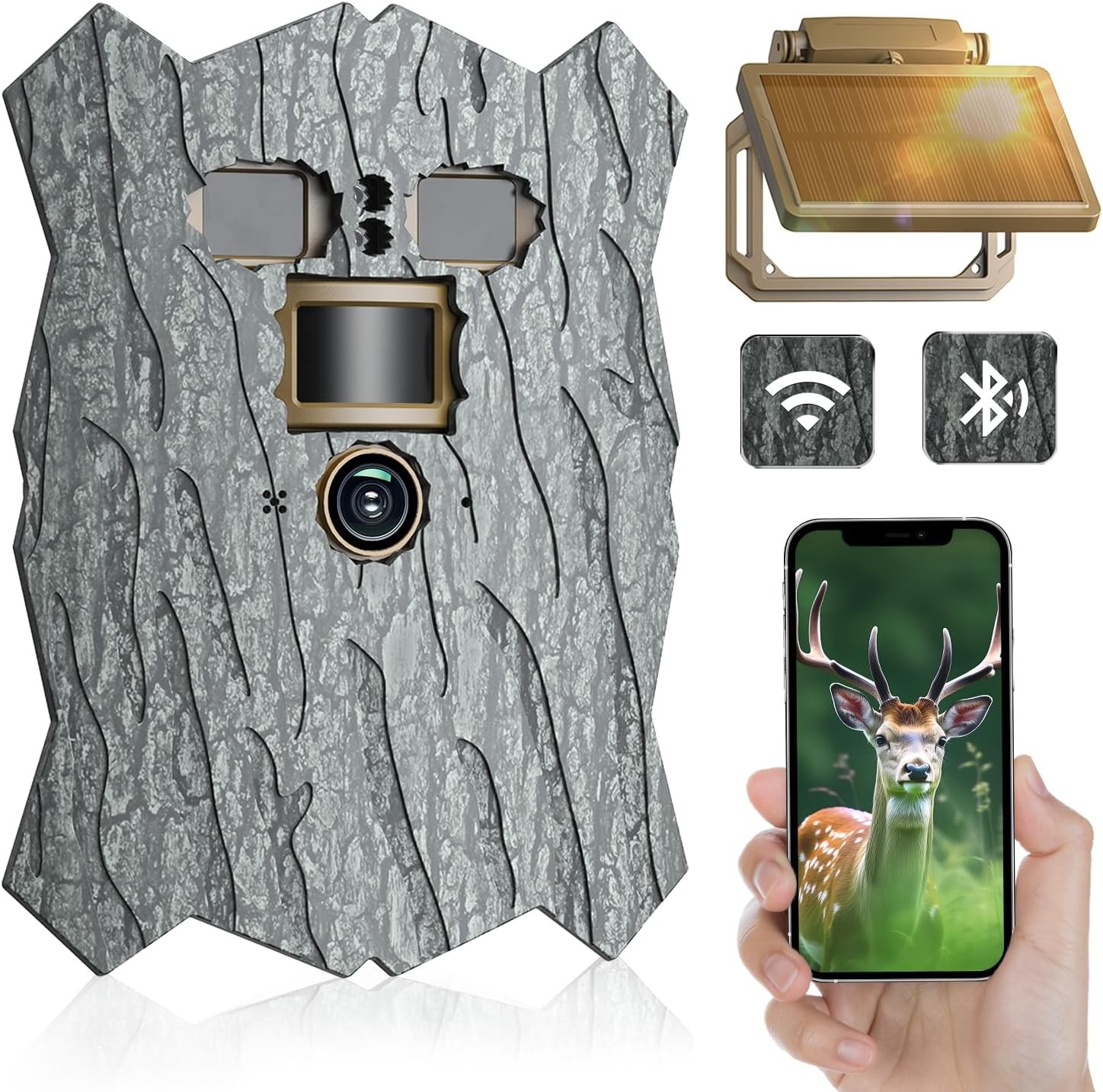 Campark WiFi Bluetooth Trail Camera with Solar Panel 4K 46MP No Glow Nightvision