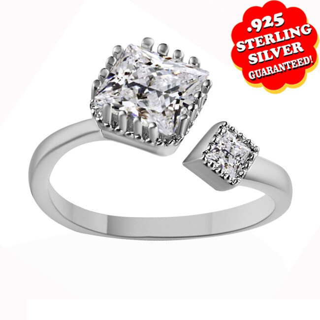 5/6ct Princess Simulated Diamond Adjustable Toe Ring 925 Sterling Silver