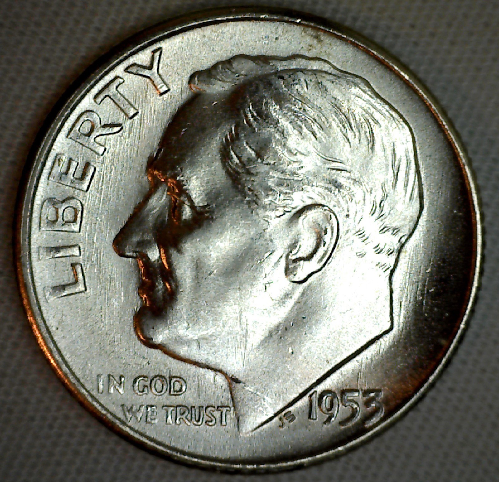 1953 S Roosevelt Silver Dime Ten Cents Coin 10c Uncirculated BU