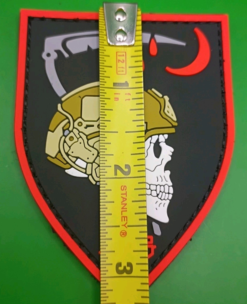 Tactical PVC Morale Patch Set Skull Helmet Scythe 333 Knife Operator Hook & Loop