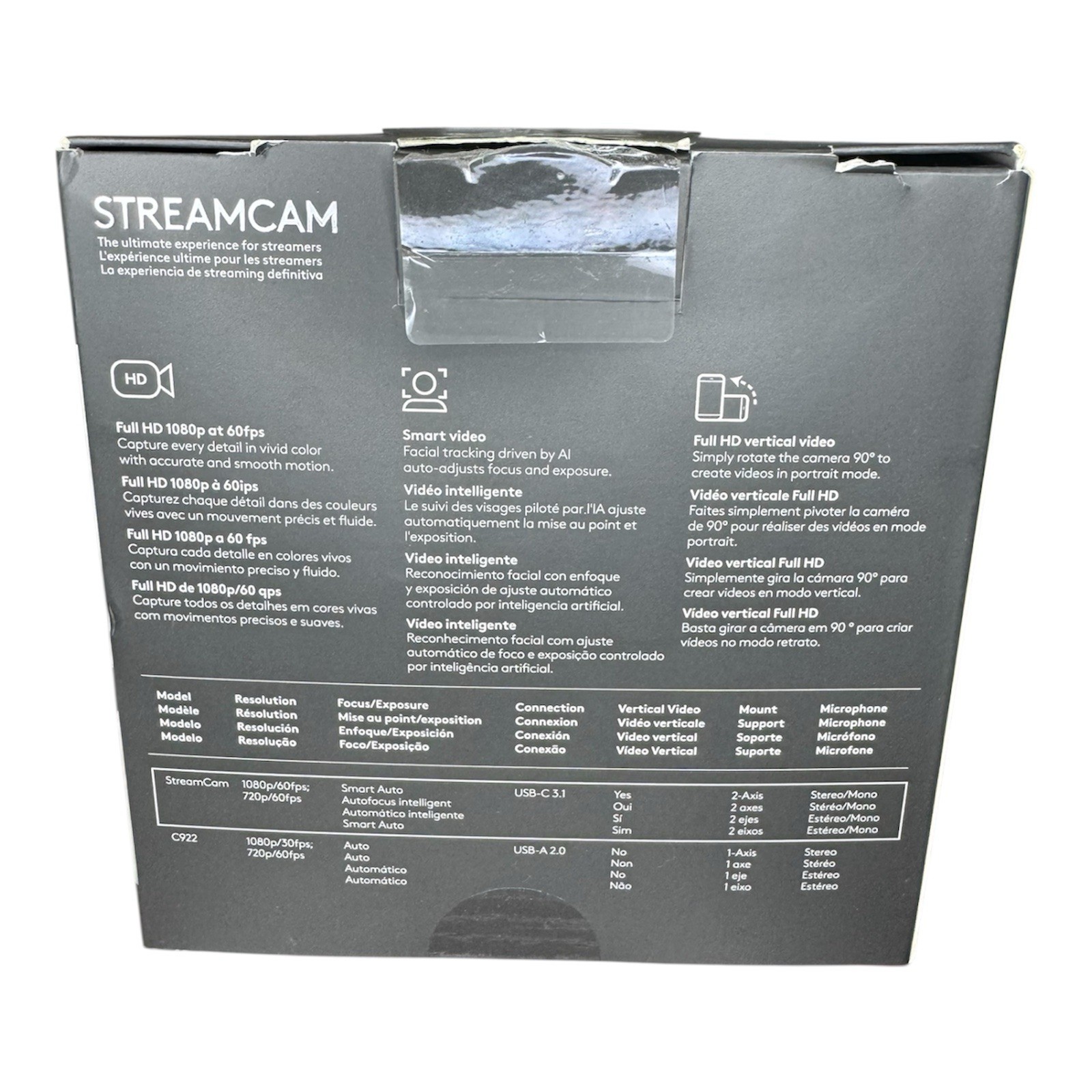 Logitech StreamCam 1080p 60fps USB-C Webcam w/ USB Adapter