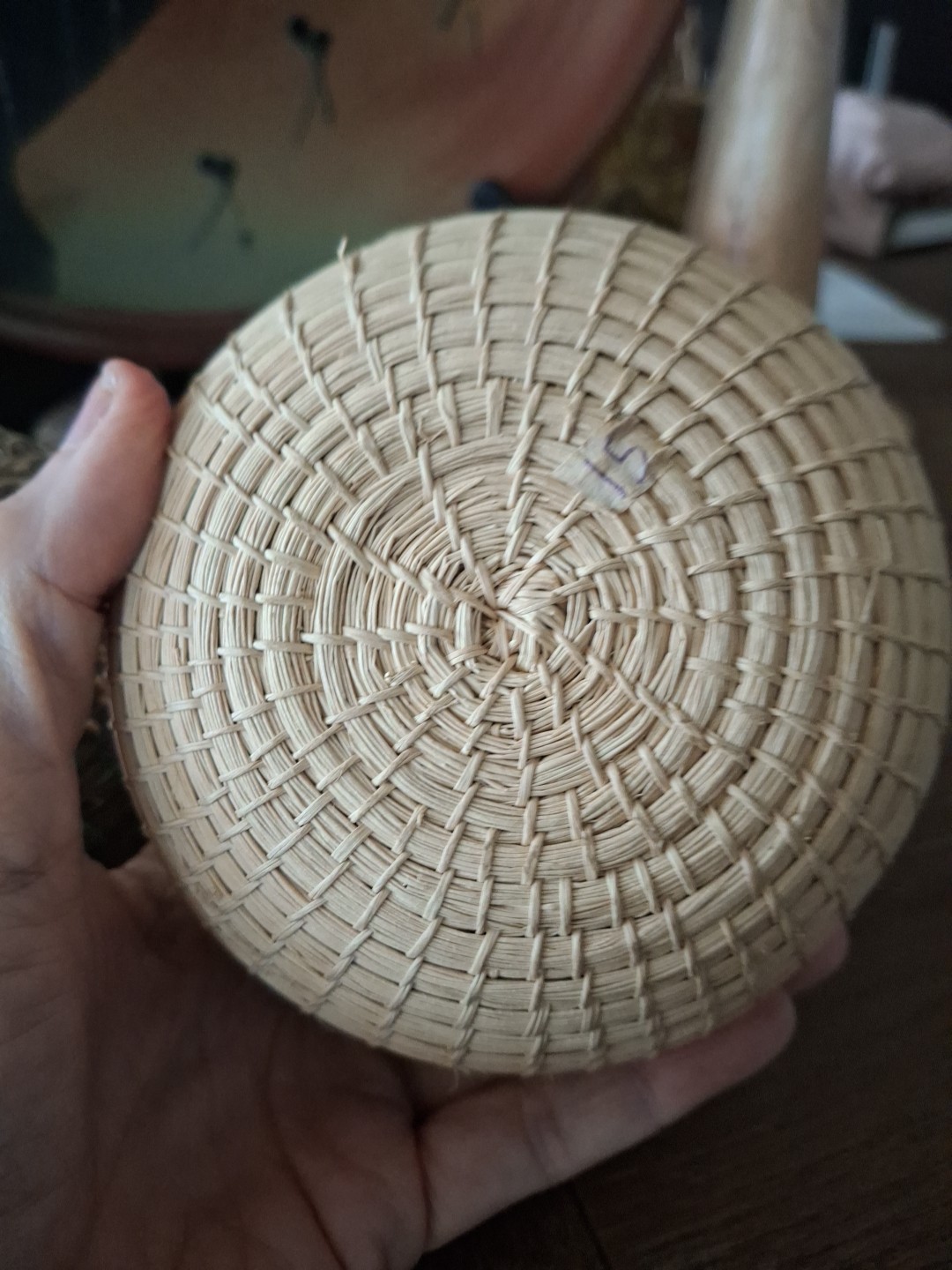Small Hand Woven Lidded Baskets With Thread work
