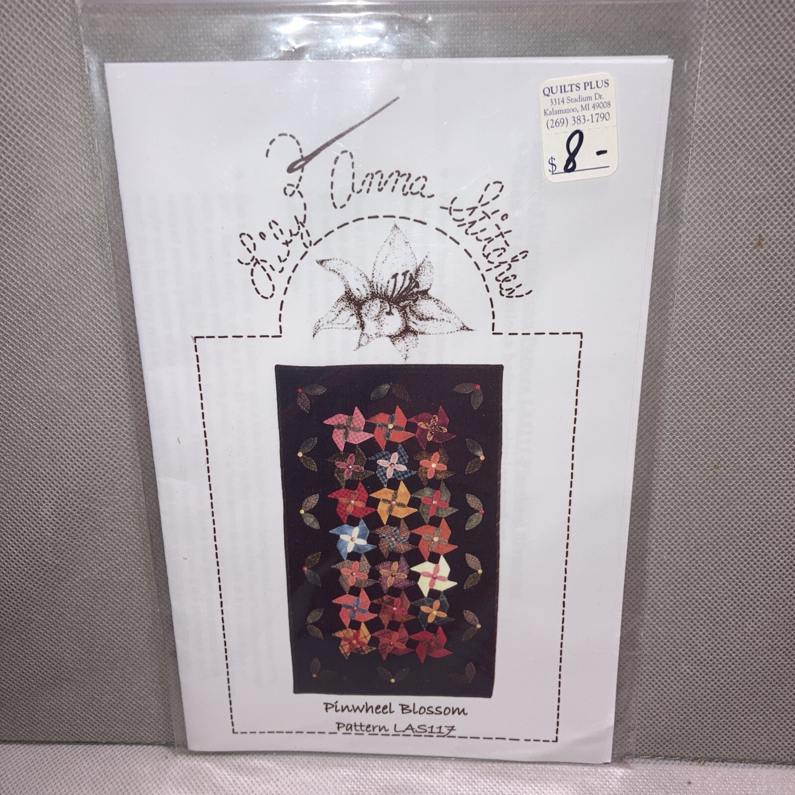 Lily Anna Stitches Pinwheel Blossom Pattern LAS117 - 15" x 26"
