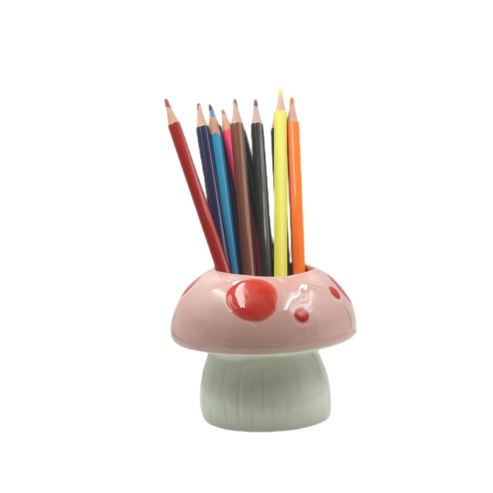 SJBAG Adorable Mushroom Shaped Ceramic Pencil Holders - Multifunctional Pink