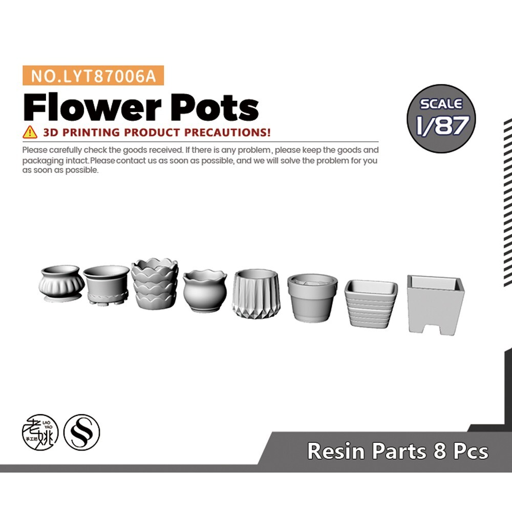 MRY-SFW HO Scale 1/87 Model Railroads Display Prop Flower Pots