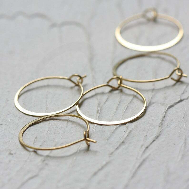 20 Pieces Solid Raw Brass Round Hammered Earring Finding - 20x0.7mm (CW-4298C)
