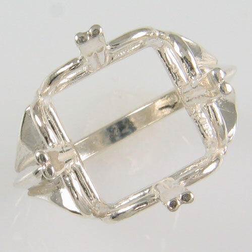 PRE-NOTCHED 14MM ANTIQUE CUSHION SOLITAIRE RING STERLING SILVER CR190SS