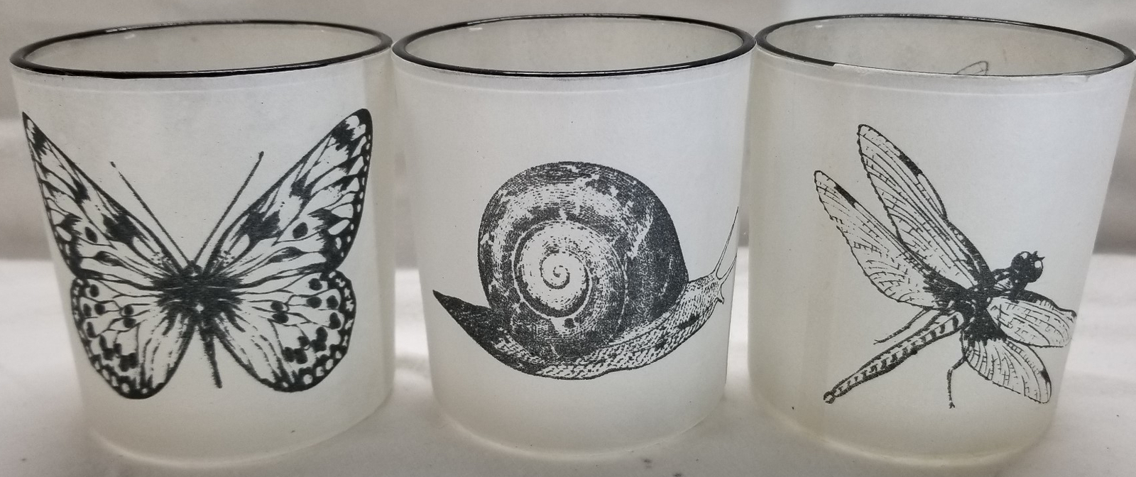 Yankee Candle Votive Holder GARDEN Set Dragonfly Butterfly Snail & 3 Votives