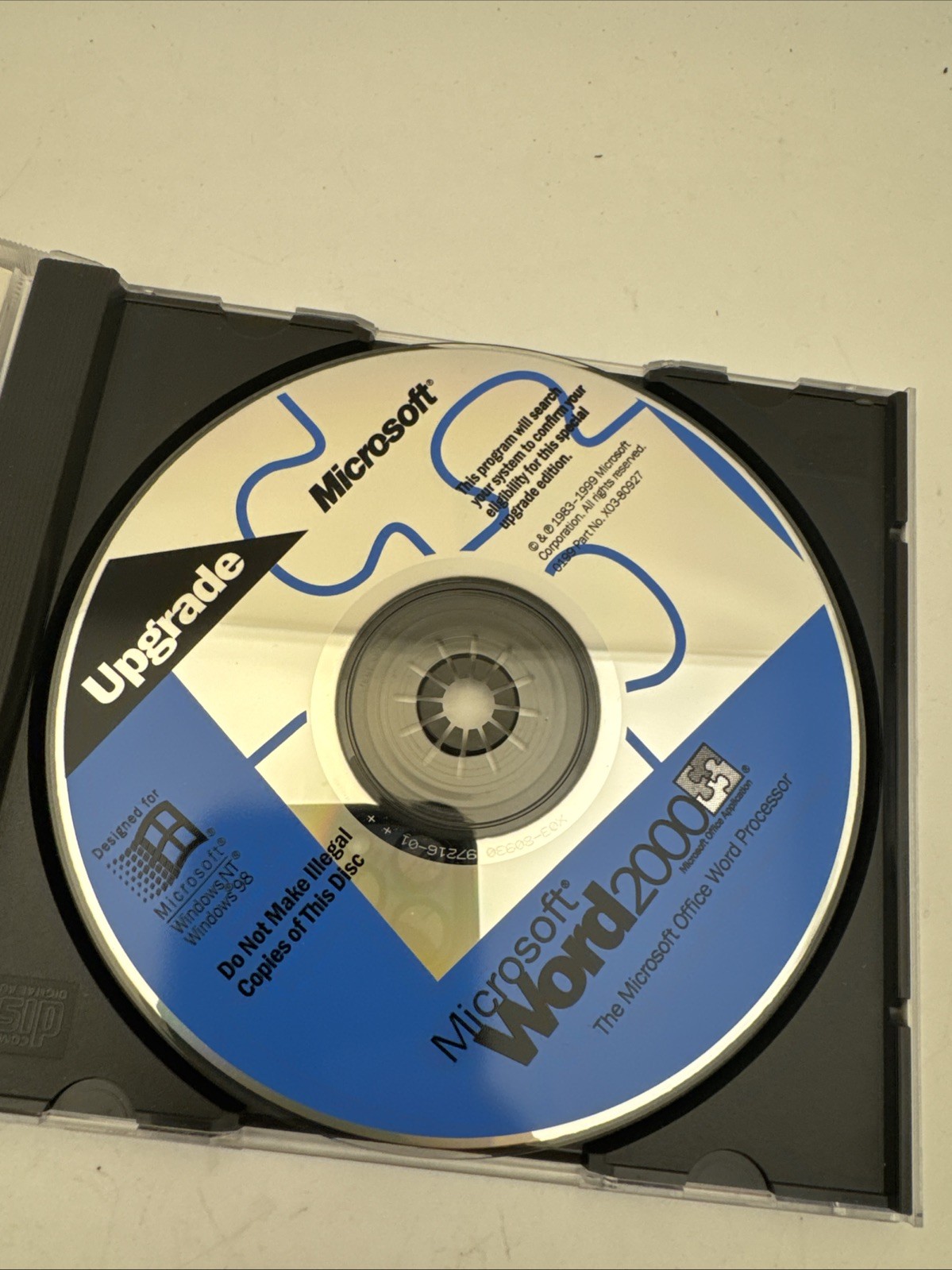 Vintage Microsoft Word 2000 Upgrade CD-ROM Windows 95 98 NT w/ Key