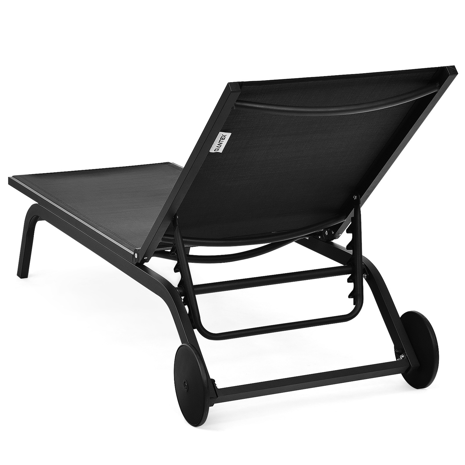 Patio Chaise Lounge Sling Armless back Adjustable Outdoor Black