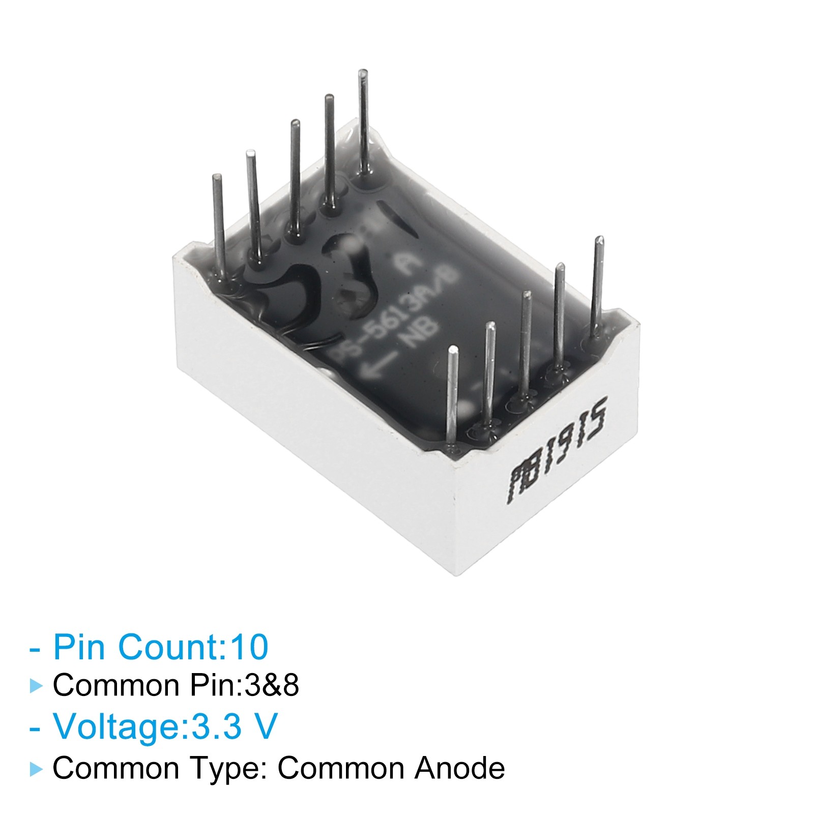 10Pcs Common Anode 7Segment 10Pin 1Bit 3.3V 0.56" LED Display White