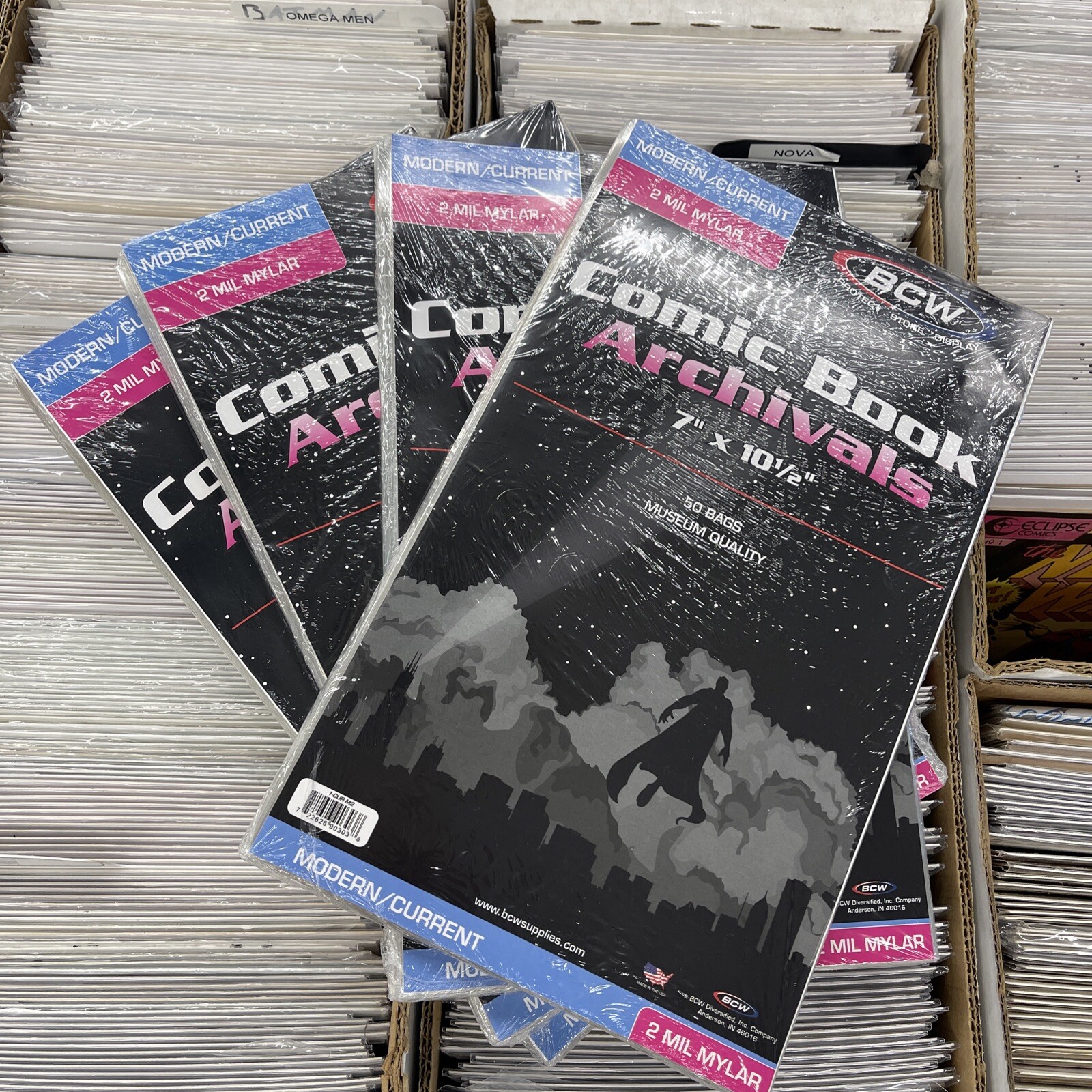 4 Packs Of 50 New BCW Current Comic Book ARCHIVALS 2 Mil Mylar Bags - Acid Free