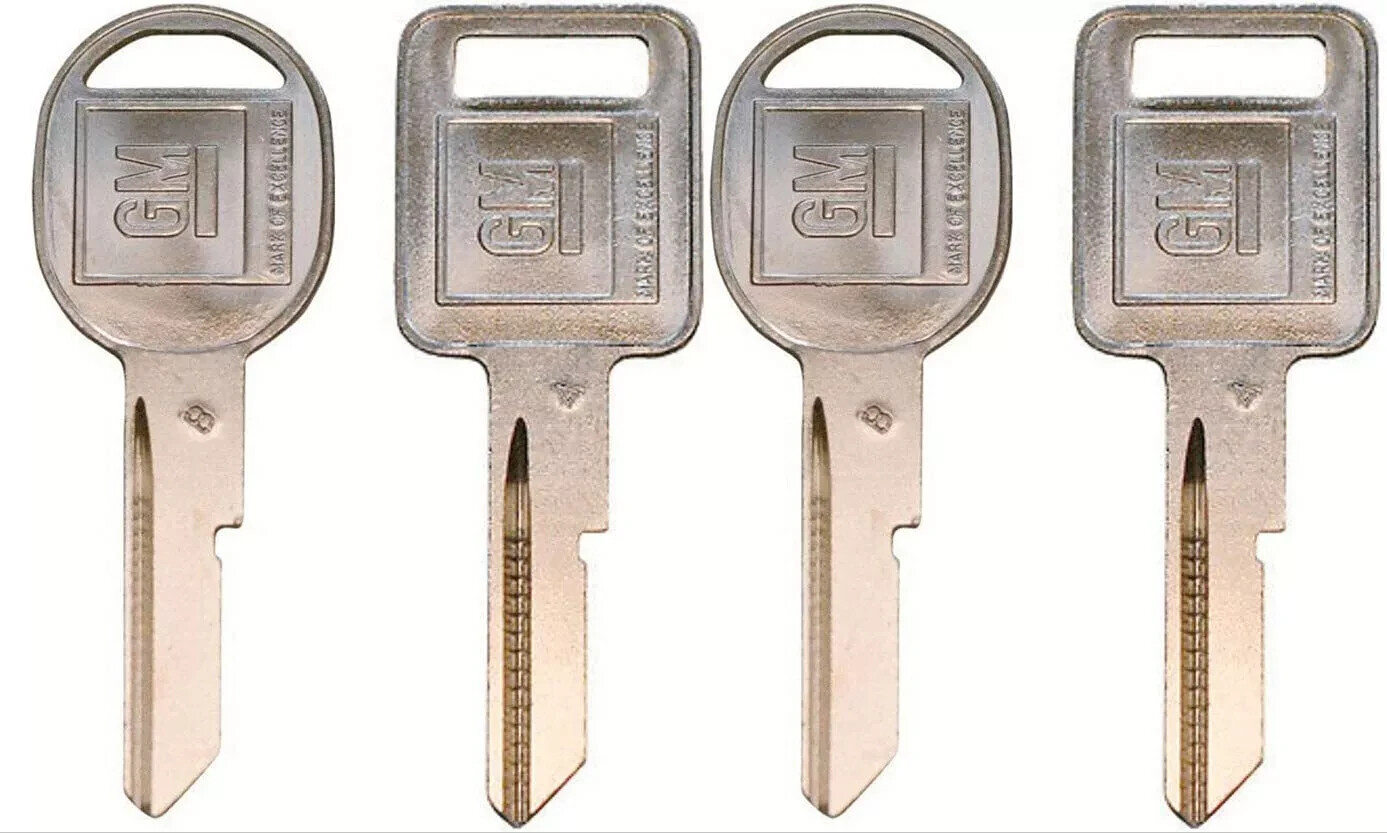 4 Keys Set - New GM Logo OEM"A" Ignition +"B" Doors/Trunk Key Blanks Uncut