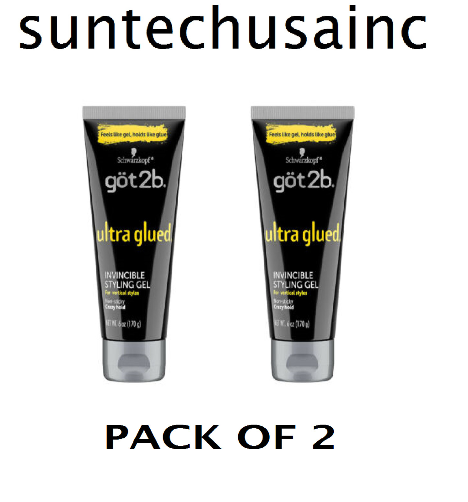 2 Got2b Ultra Glued Invincible Hair Styling 6 oz Styles Like Gel Hold Like Glue