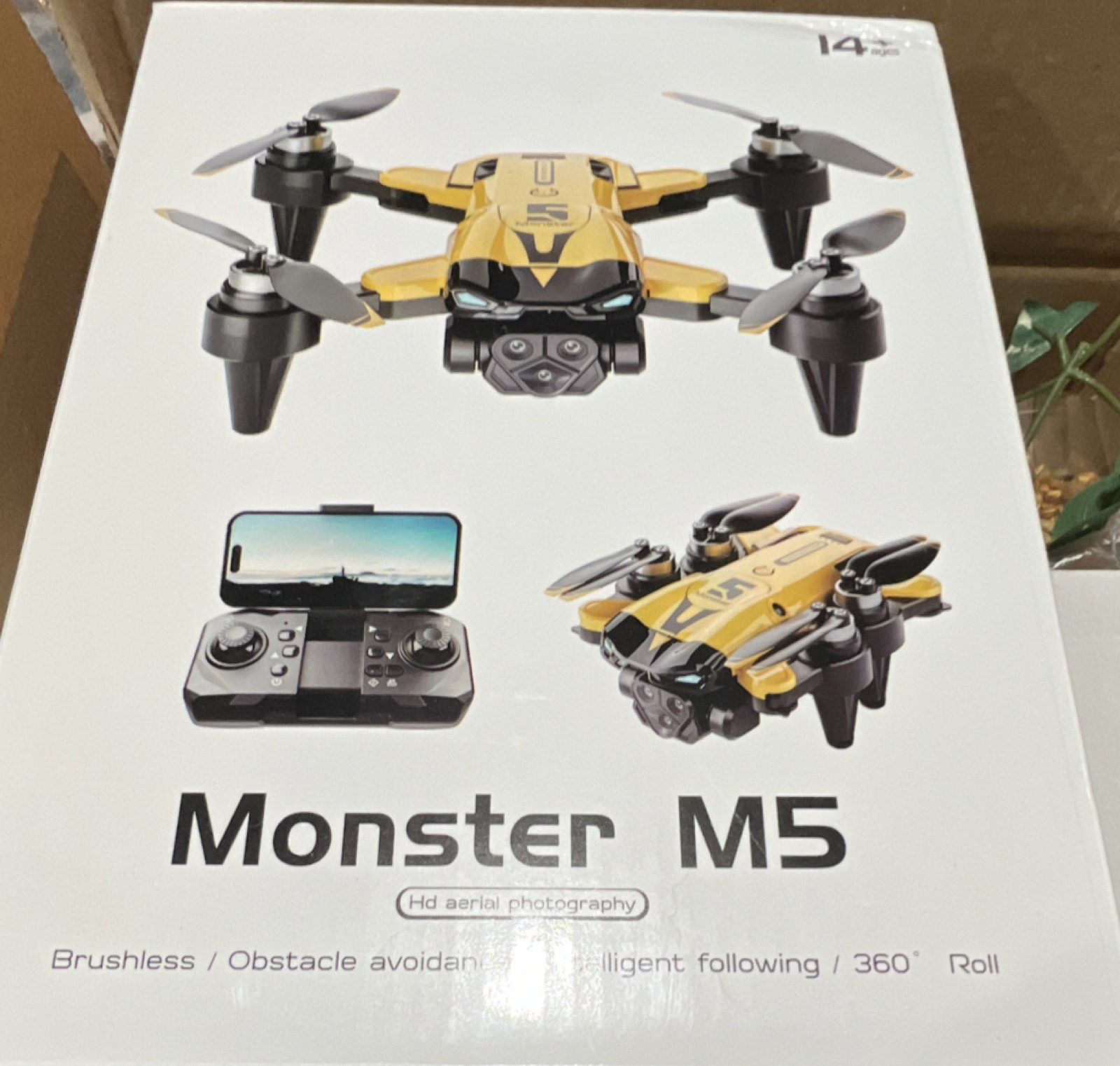 Monster M5 Brushless Quadcopter Drone Obstacle Avoidance HD Yellow