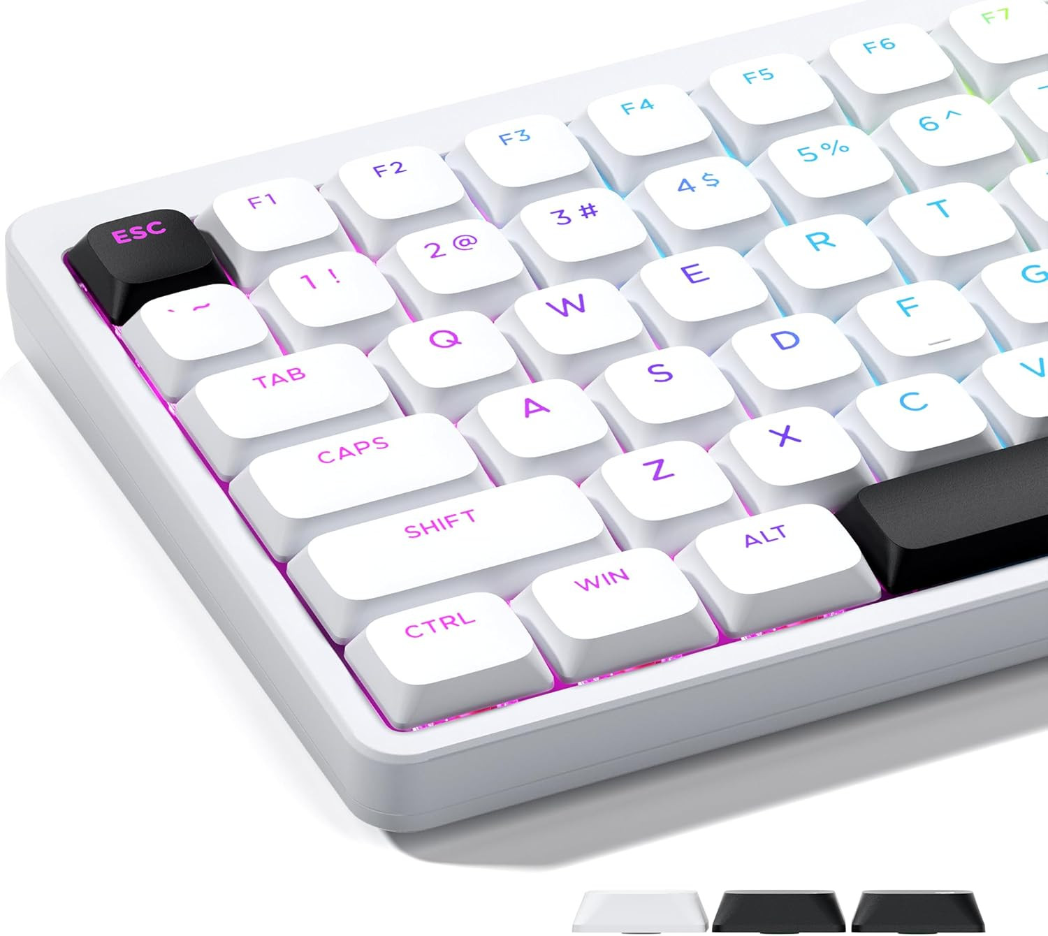 XVX Low Profile White Keycaps, Shine through Keycap Set, Double Shot PBT Key ...