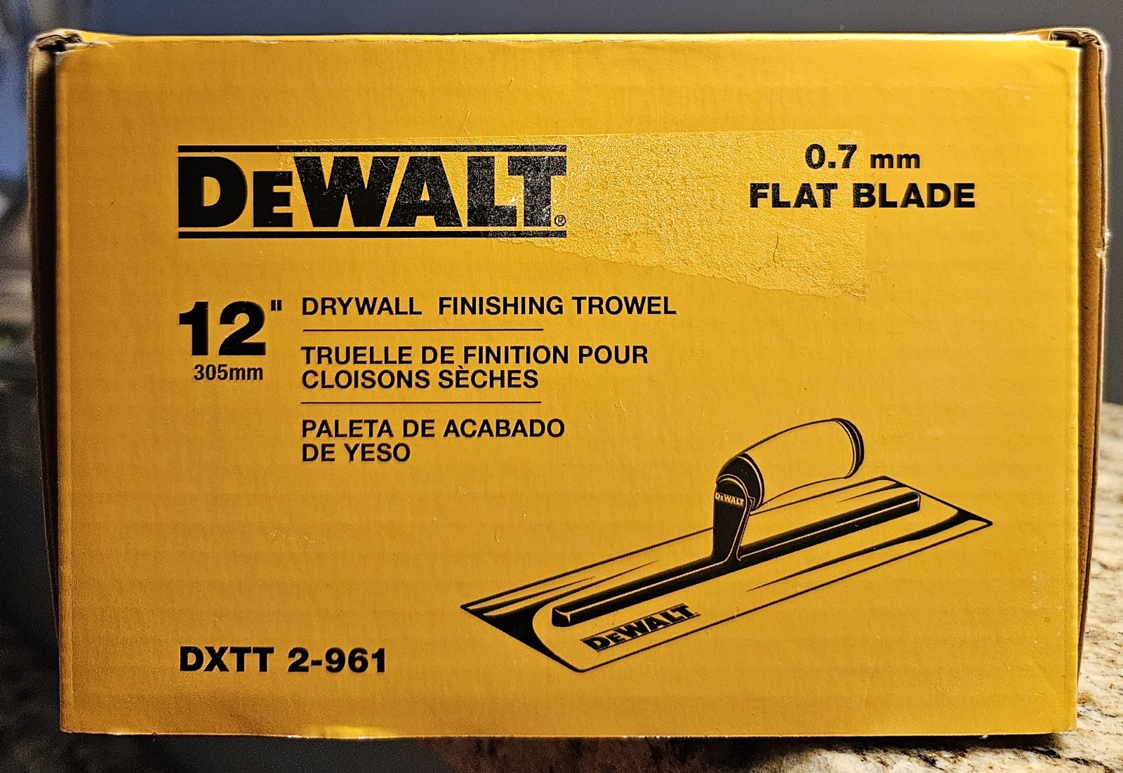 DEWALT 12" Drywall Finishing Trowel DXTT 2-961, Flat Blade 0.7mm, New In Box
