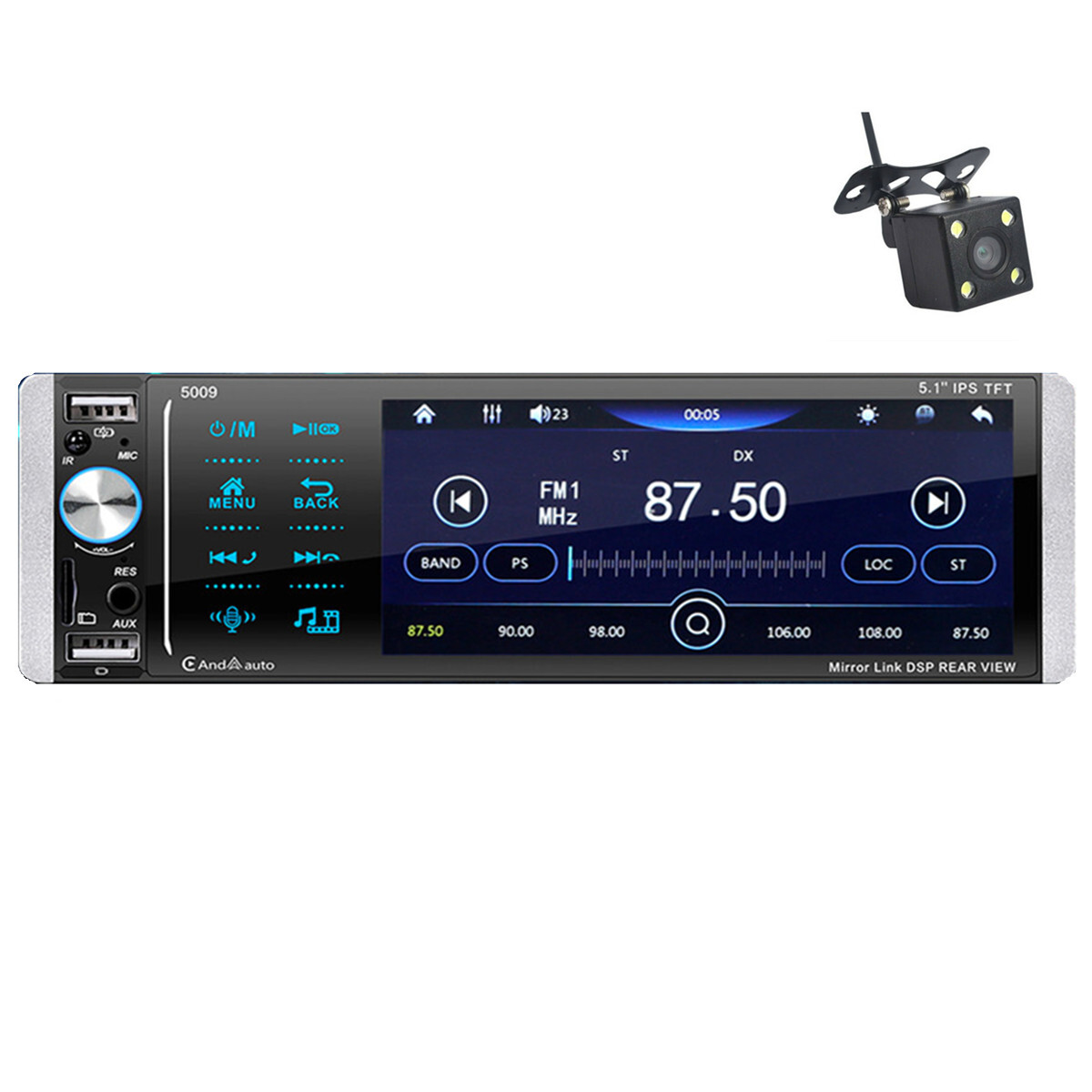 Touch Screen Stereo Radio 5.1in Single 1DIN Car MP5 Player Bluetooth W/Camera