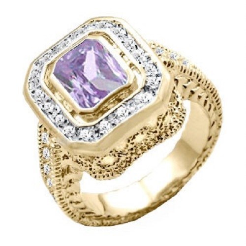 18K GOLD EP 4.95CT DIAMOND SIMULATED AMETHYST RING sizes 6-10 u choose the size